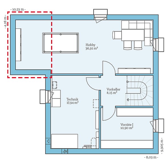 Fertighaus Villa 133: Grundrissoption KG