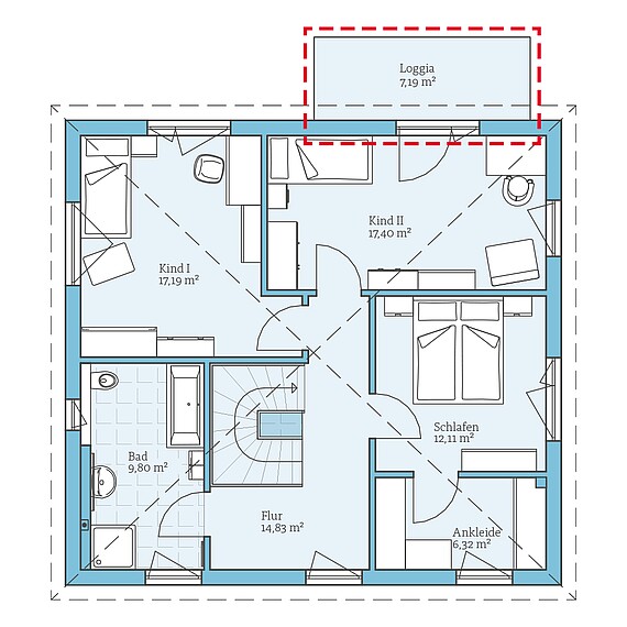Fertighaus Villa 156: Grundrissoption OG