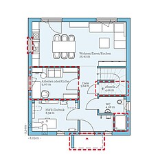 Villa 124 – Planungsoption 2 (EG) QNG⁺-Line: Villa 124: Grundrissoption 2 EG - Hanse Hause
