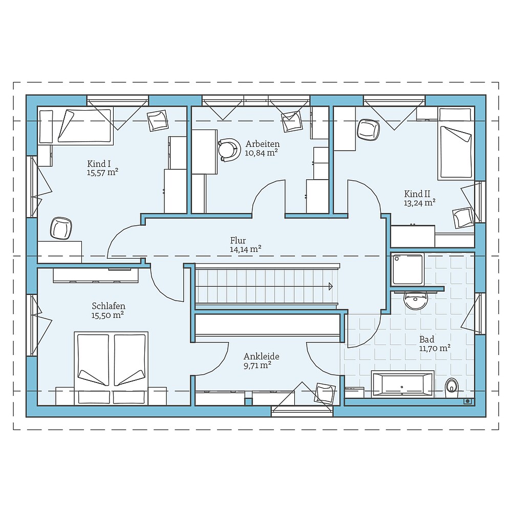 Dachgeschoss Fertighaus Variant 25-183: Grundriss DG