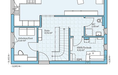 QNG⁺-Line: Fertighaus Villa 163: Grundriss EG