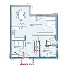 Villa 163 – Planungsoption (EG) QNG⁺-Line: Villa 163: Grundrissoption 1 EG - Hanse Haus