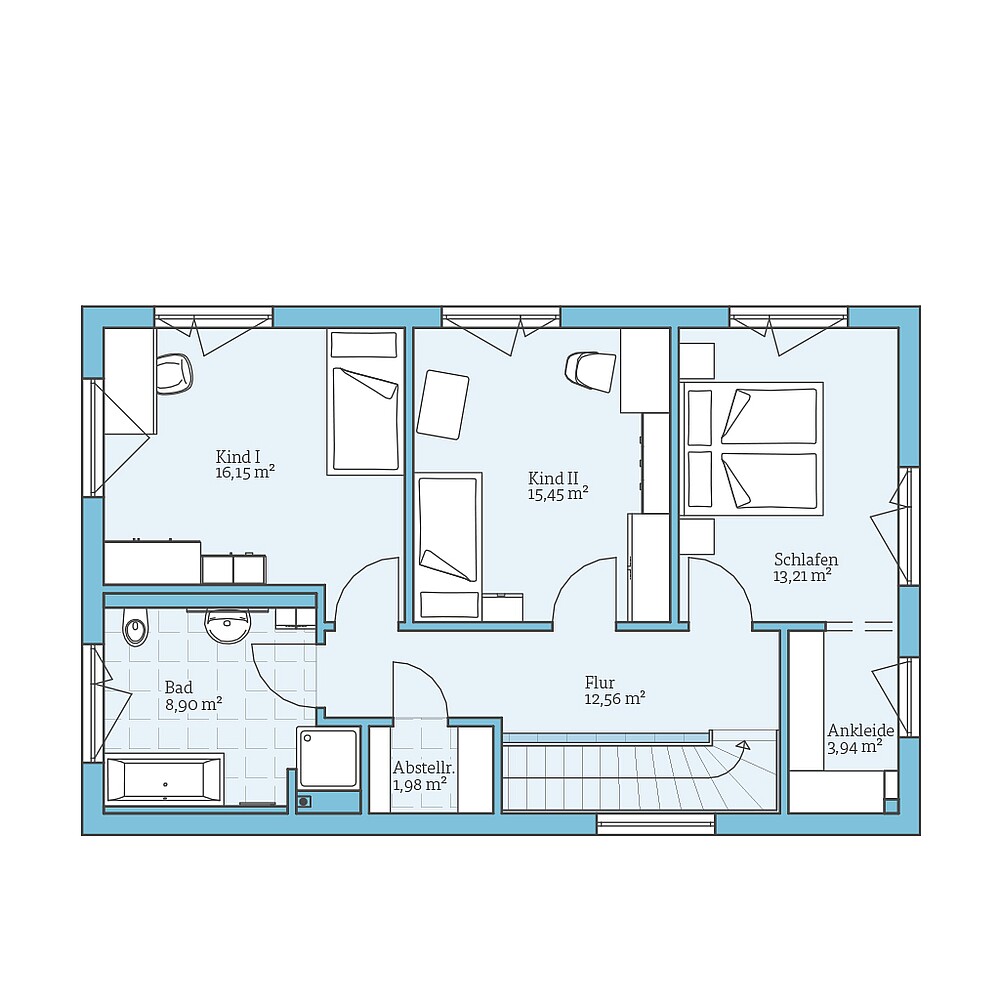 Fertighaus Cubus 148: Grundriss OG