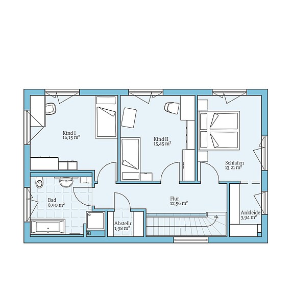 Fertighaus Cubus 148: Grundriss OG