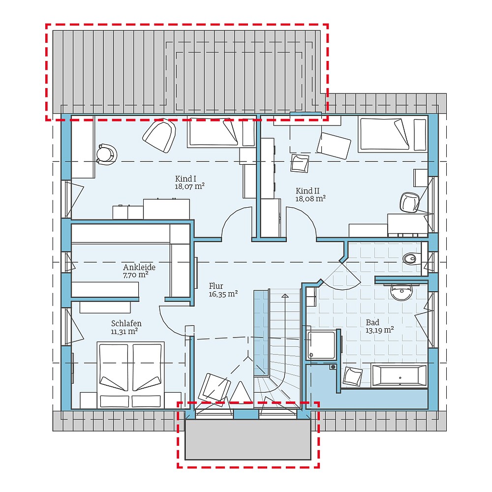 Planungsoption Dachgeschoss Fertighaus Variant 35-174: Grundrissoption DG