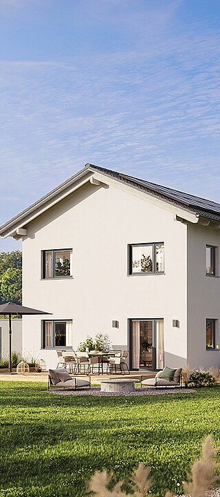 QNG⁺-Line: Fertighaus Villa 124 mit Walmdach 