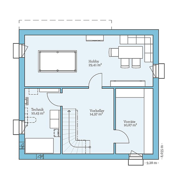 Fertighaus Variant 45-130: Grundrissoption KG