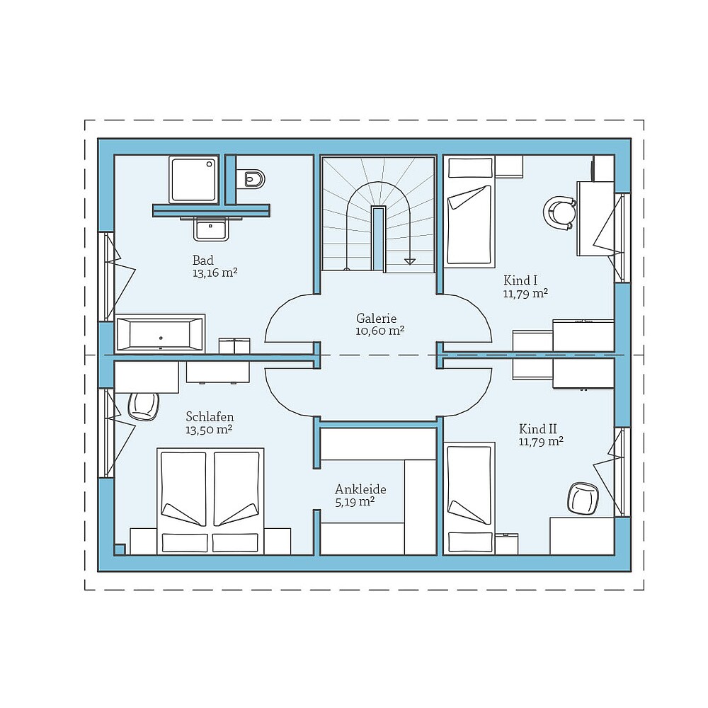 QNG⁺-Line: Villa 133: Grundriss OG - Hanse Haus