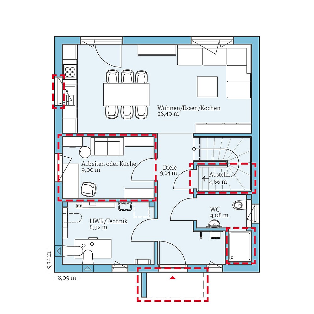 QNG⁺-Line: Variant 28-123: Grundrissoption 2 EG - Hanse Hause